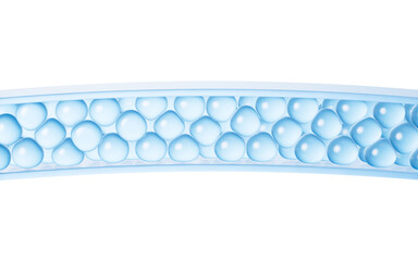 Skin cell bubbles with cosmetics concept, 3d rendering.