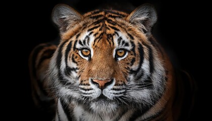 Naklejka premium Majestic Black Panthers Intense Stare Against a Backdrop of Ebon Mystique, Capturing the Essence of Feline Grace and Power in Vibrant Solitude.