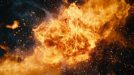 Majestic Explosion of Fire and Sparkles in Deep Space Background