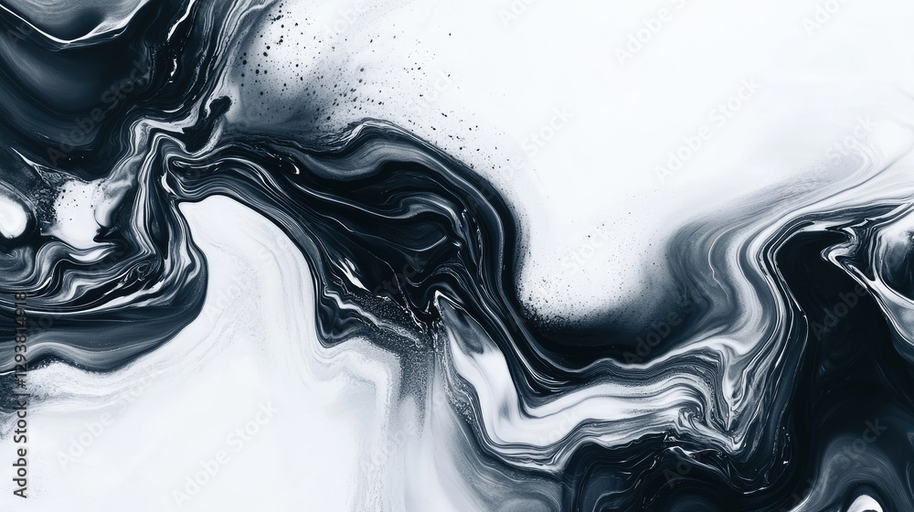 Aufkleber Mysterious dark swirling pattern on a white backdrop, blending fluid lines and abstract art concepts