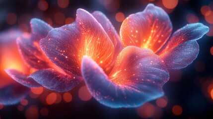 Ethereal Neon Floral Swirls with Glowing and Conceptual Botanical Fantasy