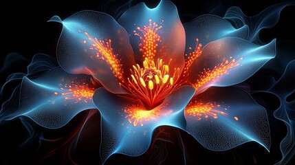Obraz premium Glowing Floral Designs in a Vibrant Digital Landscape