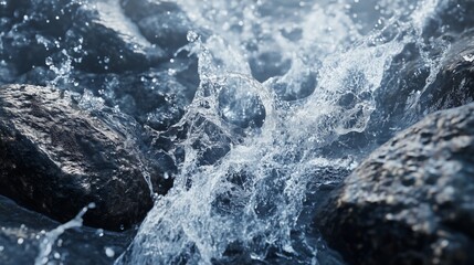 The rock splashes of rushing rapids