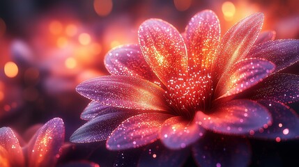 Vibrant Glowing Floral Patterns with Futuristic Elegance and Neon like Illumination