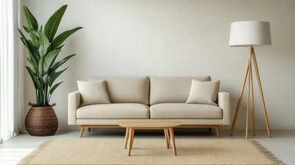 Close-up of a textured beige area rug on a pristine white floor; its richly layered natural fibers invite touch. Each strand adds depth and warmth to this inviting scene