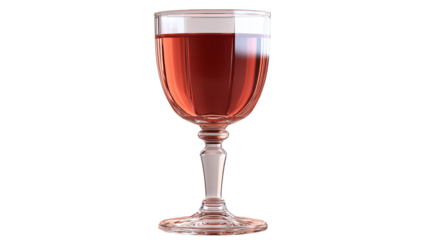 Glass of red wine with elegant reflections, fine dining and celebration theme, isolated on a white background