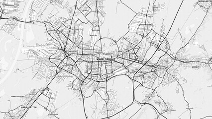 Obraz premium Minimalist Karlsruhe Street Map with Labels and Neighborhoods