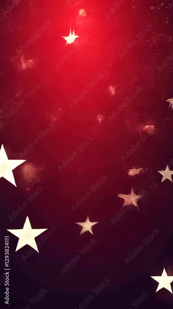 Poster A red background with stars and a white star in the middle. The stars are scattered all over the background