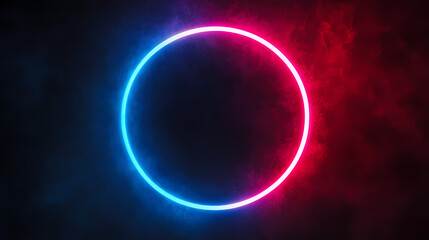Obraz premium Neon Circle with Blue and Pink Lighting