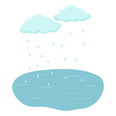 Water Cycle Process Illustration. Precipitation or Rain Process Illustration
