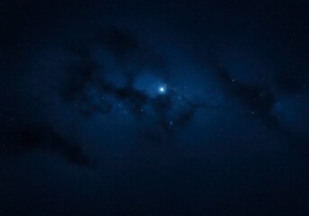 Fototapeta premium Deep blue night sky filled with glowing stars creating a cosmic celestial background.