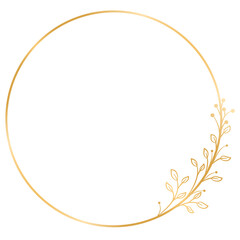 Gold Floral Frame Elegant Wreath Border Design. Gold Wedding Invitation Card Frame