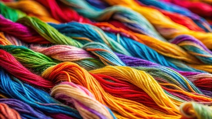 Closer of yarn threads creating a colorful fabric, handmade, fiber arts,  handmade, fiber arts, fibers