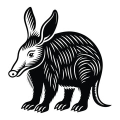 aardvark vector silhouette on white background.
