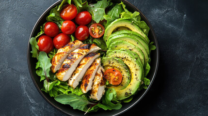 A vibrant and healthy clean food dish with fresh avocado