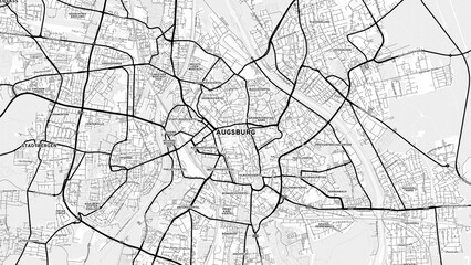 Obraz premium Minimalist Augsburg Street Map with Labels and Neighborhoods