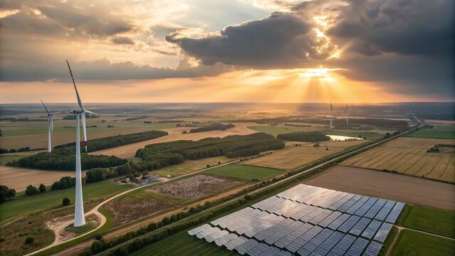 Renewable energy landscape wind turbines and solar