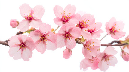 Picture a springtime, isolated pink sakura (cherry blossom) on a white background.