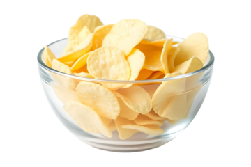 Bowl of crispy salty potato chips