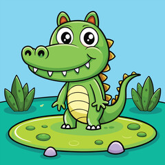 Fototapeta premium a cute cartoon alligator.