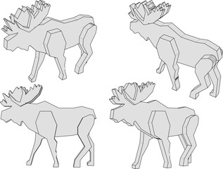 vector illustration design image of deer animal wooden puzzle toy  