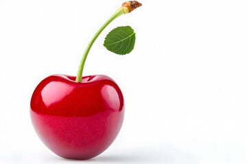 Delicious red cherry cut out isolated on white background