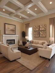 Fototapeta premium Modern living room showcasing a cozy and stylish interior design