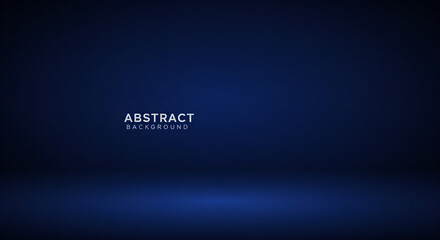 Obraz premium Dark blue abstract studio background with spotlight gradient effect. Minimalist empty space for product display. Modern elegant design template for digital and luxury branding