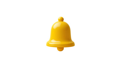 A cheerful, bright yellow bell announcing good news, a vibrant symbol of joyful notifications against a clean white background.
