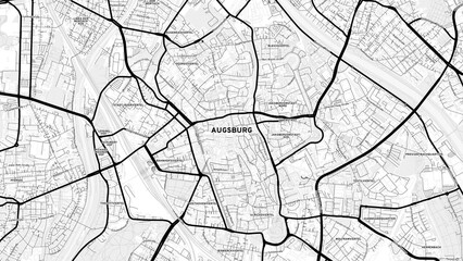 Minimalist Augsburg Street Map with Labels and Neighborhoods