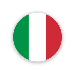 Italian national flag in circle shape isolated on white. Illustration. Flag of Italy