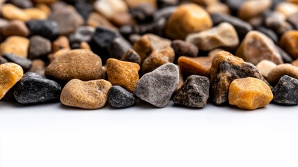 Close-up of Colorful Pebbles on White Background