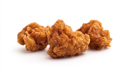 Crumbs isolated on white background crispy texture food high-resolution clean sharp focus ultra-detailed granular clarity soft lighting perfect depth of field