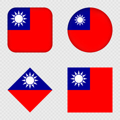 Taiwan Flag Icons Pack. Vector illustration.