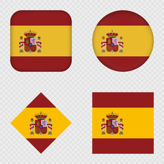 Spain Flag Icons Pack. Vector illustration.