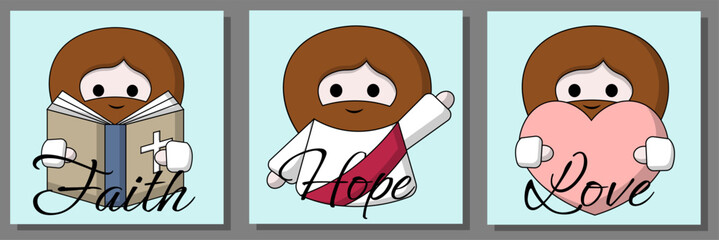 Set greeting card with Jesus Christ