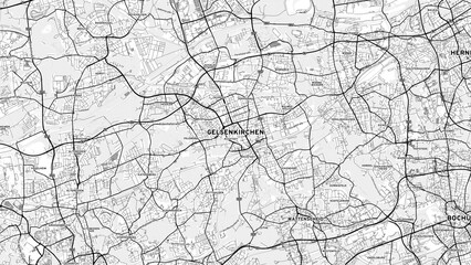 Minimalist Gelsenkirchen Street Map with Labels and Neighborhoods