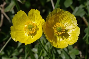 Fototapeta premium Vibrant Yellow Flowers Close Up Macro Shot
