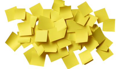 Abstract Yellow Sticky Notes Background Design art memo idea isolated on transparent background