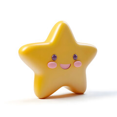3D Star kawaii comic style isolated on white