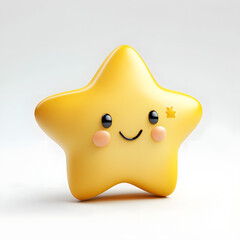 3D Star kawaii comic style isolated on white