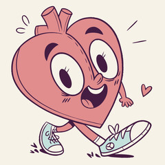 Obraz premium A cute cartoon smiling heart icon, perfect for love and happiness themes.