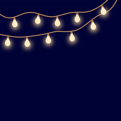 String Lights Decoration on Dark Background. Hanging Lamp Decoration 