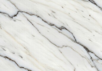 Glossy Calacatta Marble Surface with Natural Grey Streaks for High-End Wall and Floor Tiles