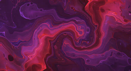 Obraz premium Cosmic swirls of red and purple abstract fluid art. Vibrant galaxy-like pattern with flowing lines and curves. Mystical space background design for wallpaper and digital media with dark tones