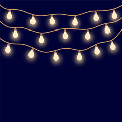 String Lights Decoration on Dark Background. Hanging Lamp Decoration 