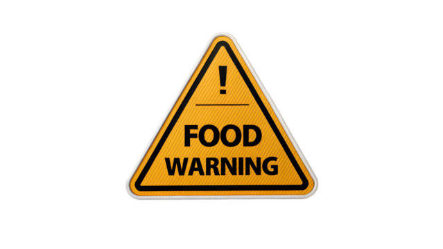 Food warning sign isolated on white