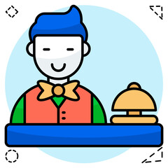 Waiter character, editable vector