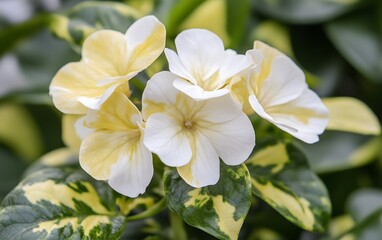 Fototapeta premium Closeup of Delicate White and Yellow Flowers Blooming