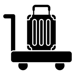 A flat design icon of luggage trolley